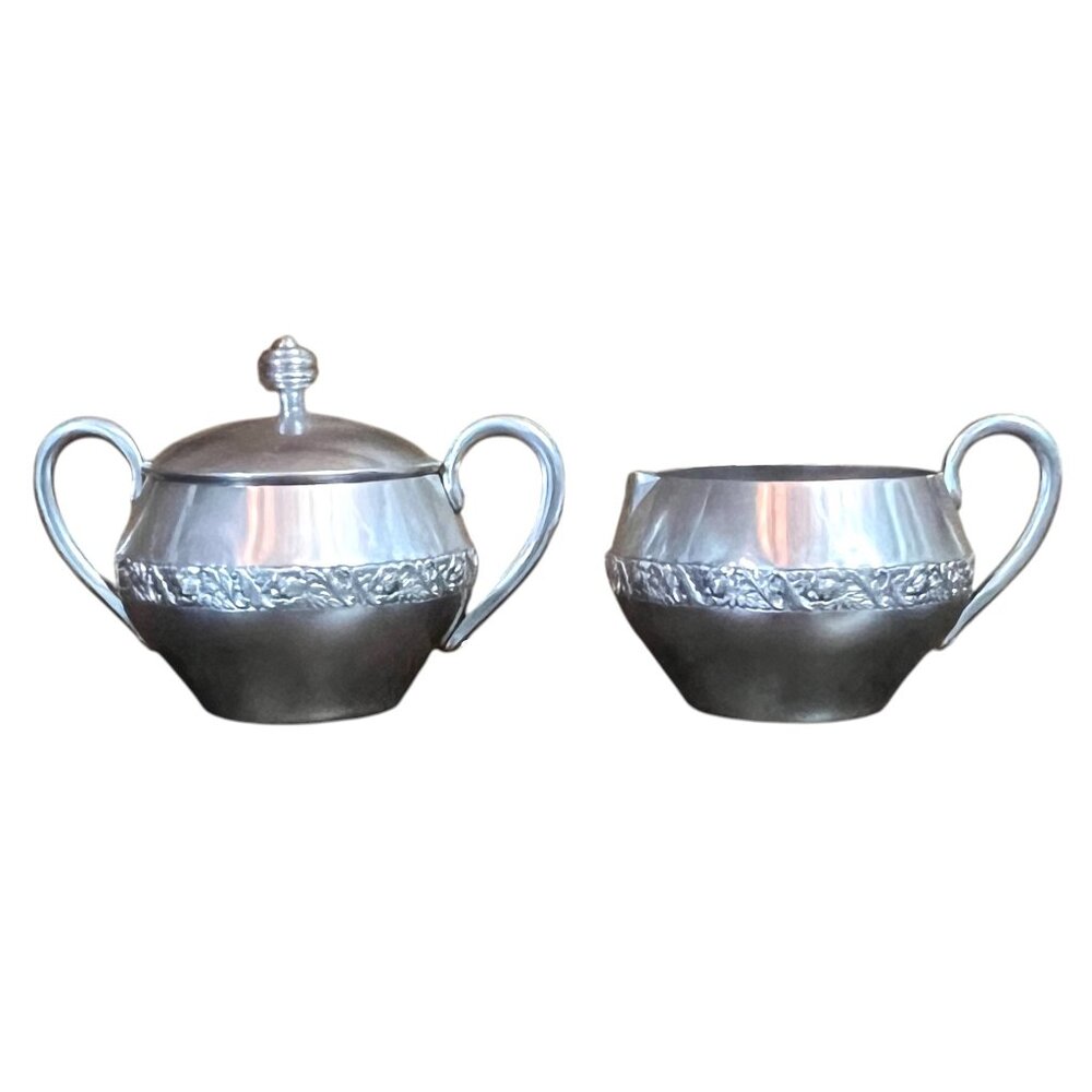 Vintage Wilsonware Aluminum Creamer and Sugar Bowl with Lid Set